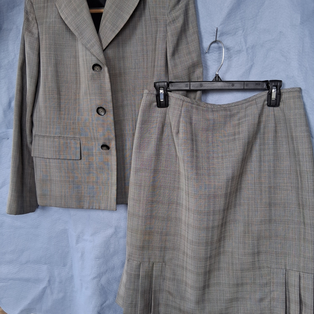 Plaid Blazer and Skirt Suit